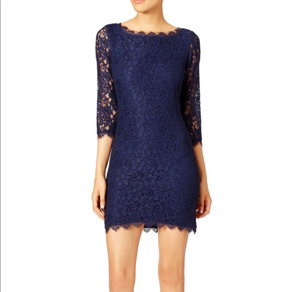 Navy Lace DVF midi dress